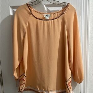 Ariat Orange 3/4 Sleeve Relaxed Blouse